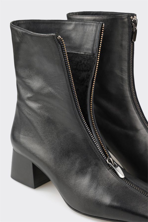 Siyah deri kadın bot, klasik stil için - Elle Shoes