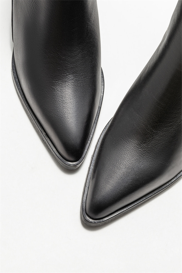 Siyah deri kadın bot, klasik stil için - Elle Shoes