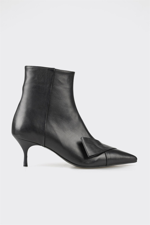 Siyah deri kadın bot, klasik stil için - Elle Shoes