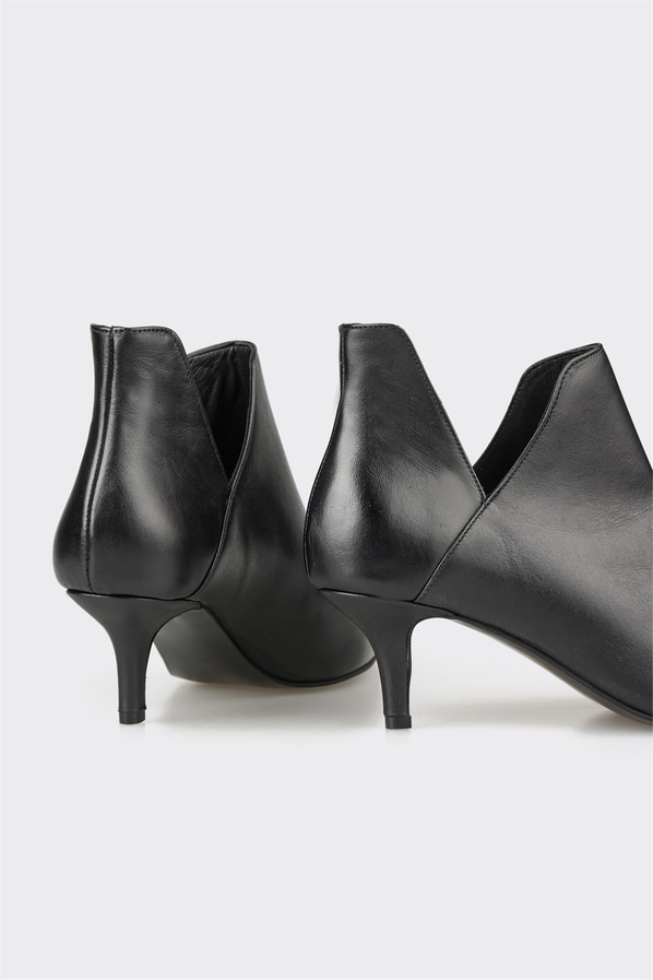 Siyah deri kadın bot, klasik stil için - Elle Shoes