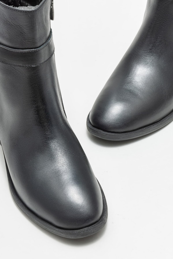 Siyah deri kadın bot, klasik stil için - Elle Shoes