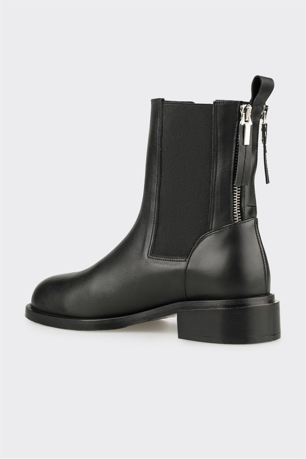 Siyah Deri Kadın Klasik Bot