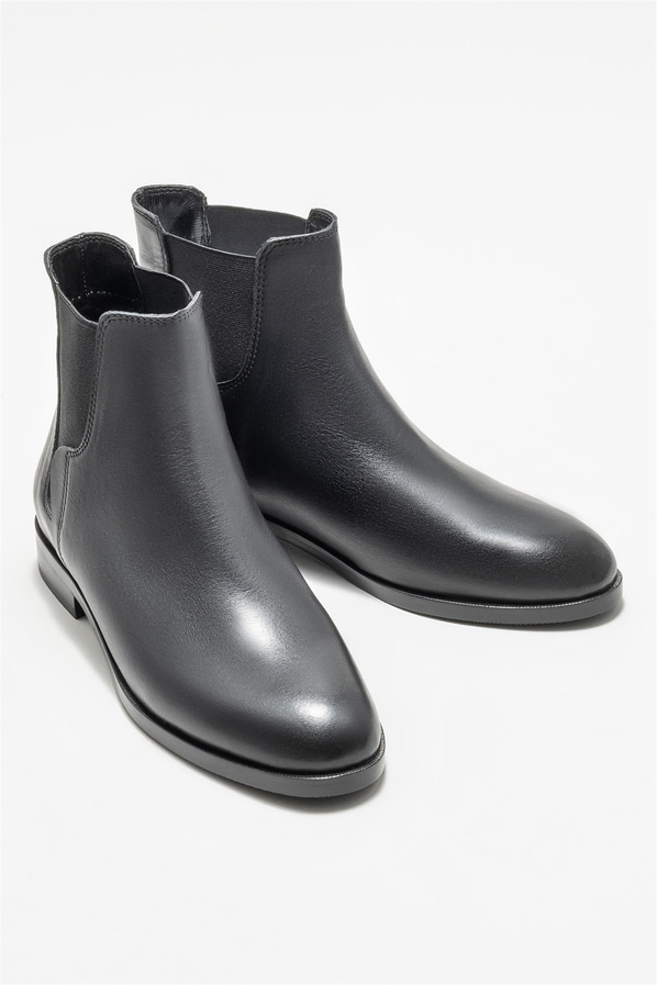 Siyah deri kadın bot, klasik stil için - Elle Shoes