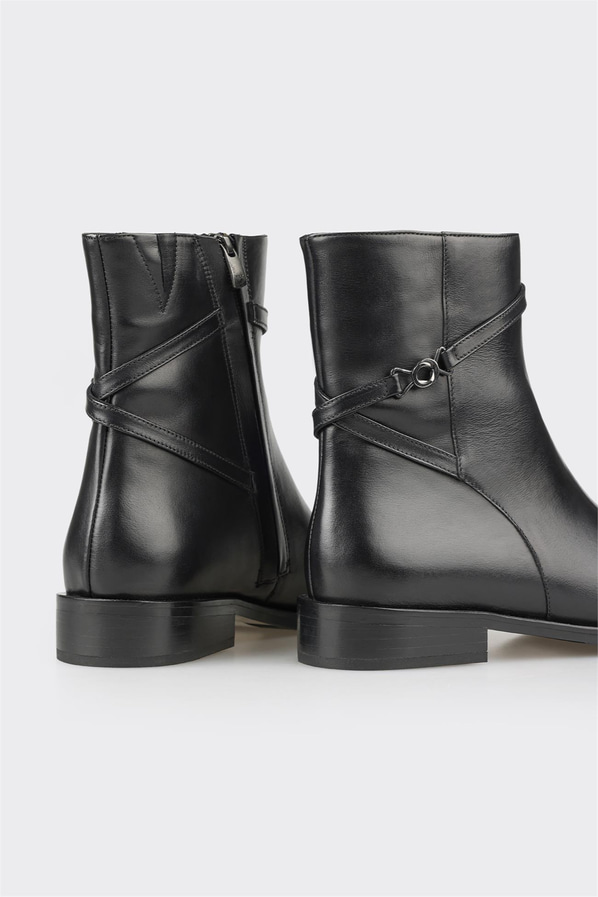 Siyah deri kadın bot, ofis stili için - Elle Shoes