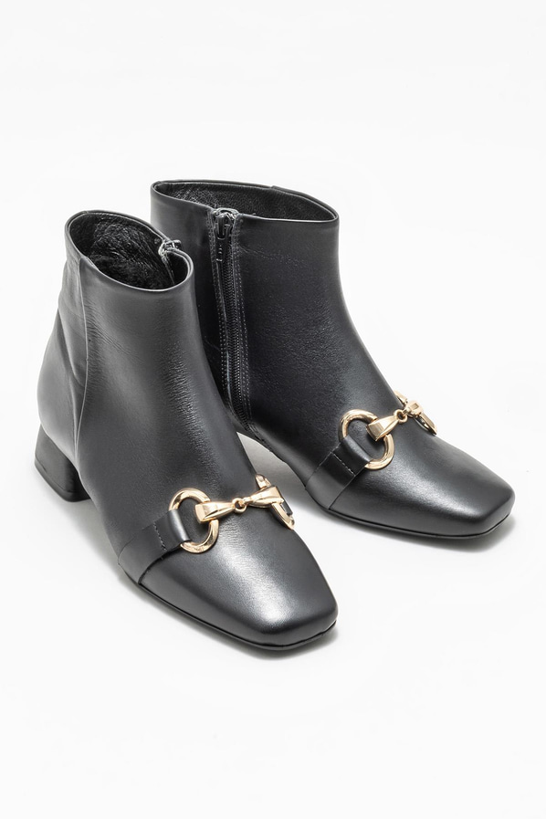 Siyah deri kadın bot, klasik stil için - Elle Shoes