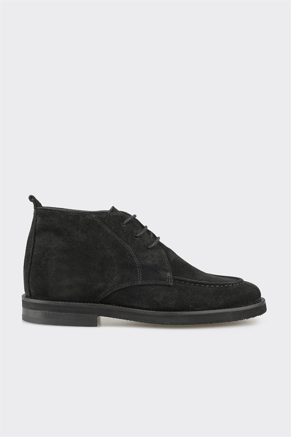 Siyah deri ve süet kadın bot, klasik stil için - Elle Shoes