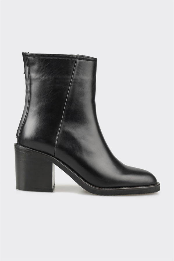 Siyah deri kadın bot, klasik stil için - Elle Shoes