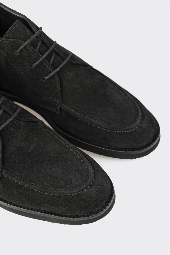 Siyah deri ve süet kadın bot, klasik stil için - Elle Shoes