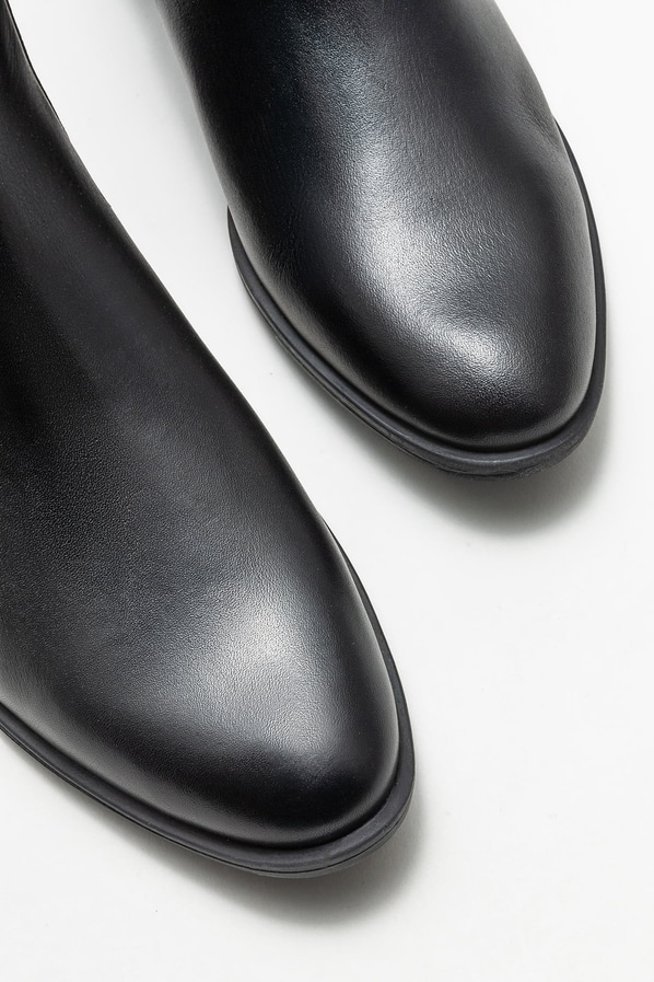 Siyah deri kadın bot, klasik stil için - Elle Shoes