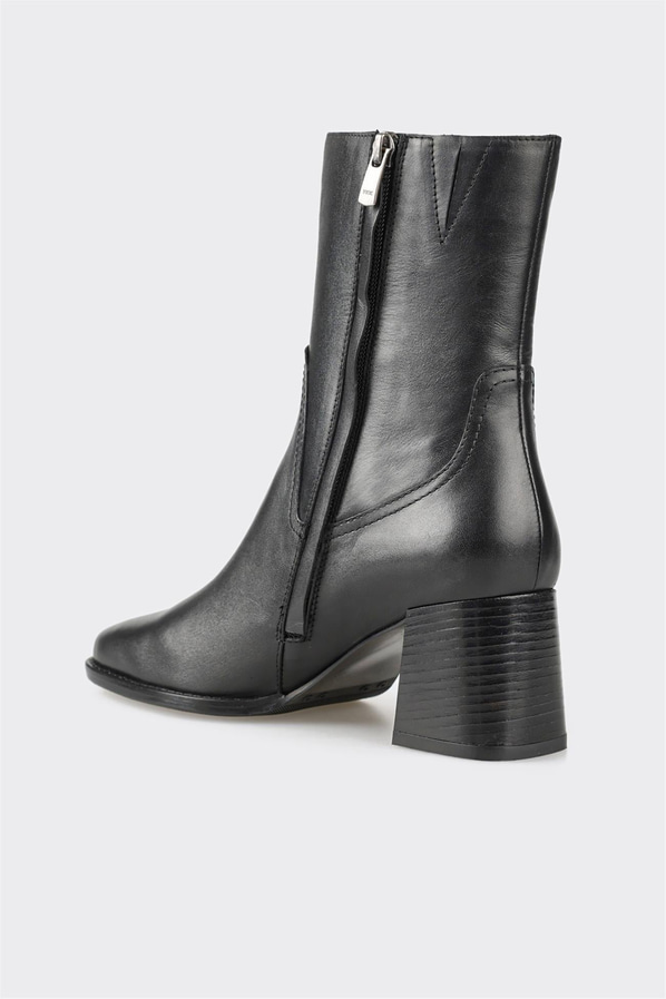 Siyah deri kadın bot, klasik stil için - Elle Shoes