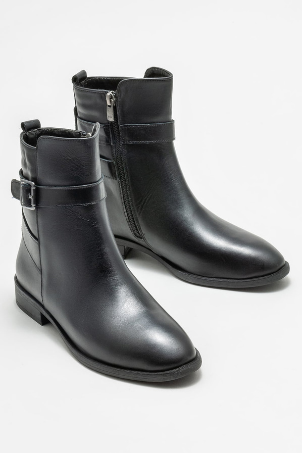 Siyah deri kadın bot, klasik stil için - Elle Shoes