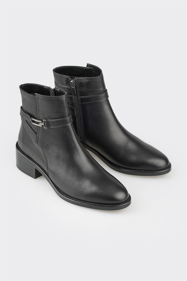 Siyah deri kadın bot, klasik stil için - Elle Shoes