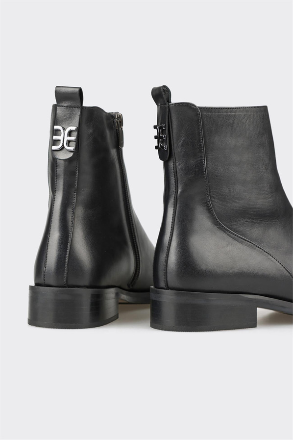 Siyah deri kadın bot, klasik stil için - Elle Shoes