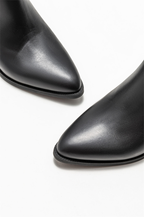 Siyah deri kadın bot, klasik stil için - Elle Shoes