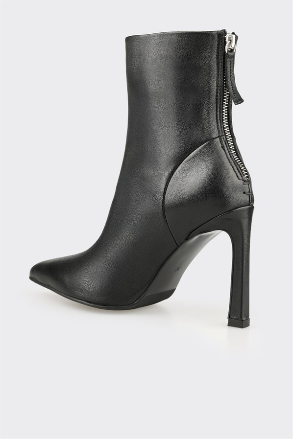 Siyah deri simli kadın klasik bot, ofis stili için - Elle Shoes