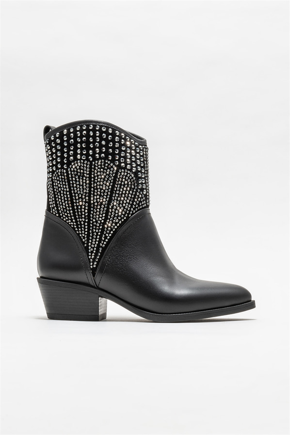 Siyah deri kadın bot, klasik stil için - Elle Shoes