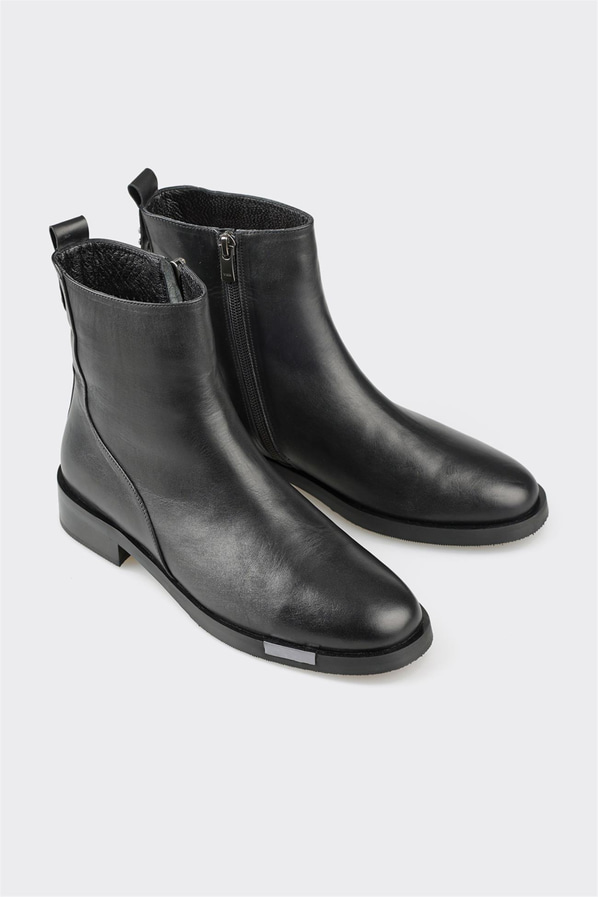 Siyah deri kadın bot, klasik stil için - Elle Shoes