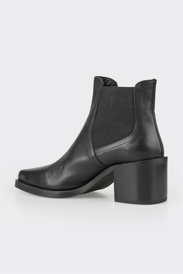 Siyah deri kadın bot, klasik stil için - Elle Shoes