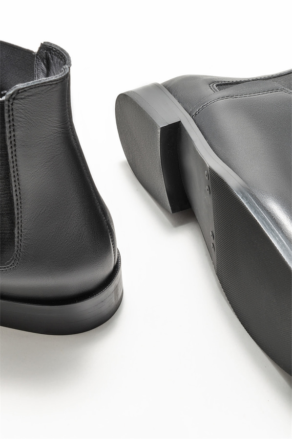 Siyah deri kadın bot, klasik stil için - Elle Shoes