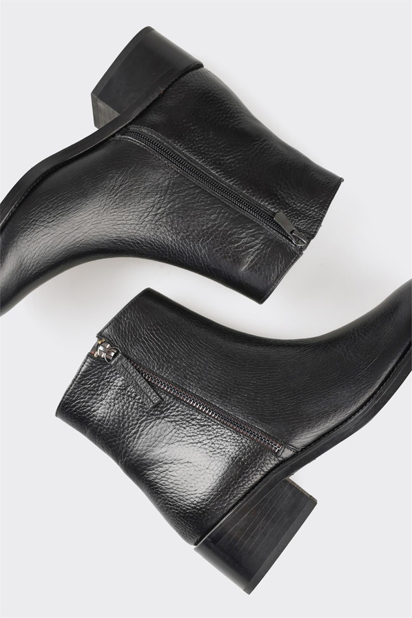 Siyah deri kadın bot, klasik stil için - Elle Shoes