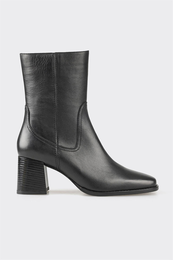 Siyah deri kadın bot, klasik stil için - Elle Shoes