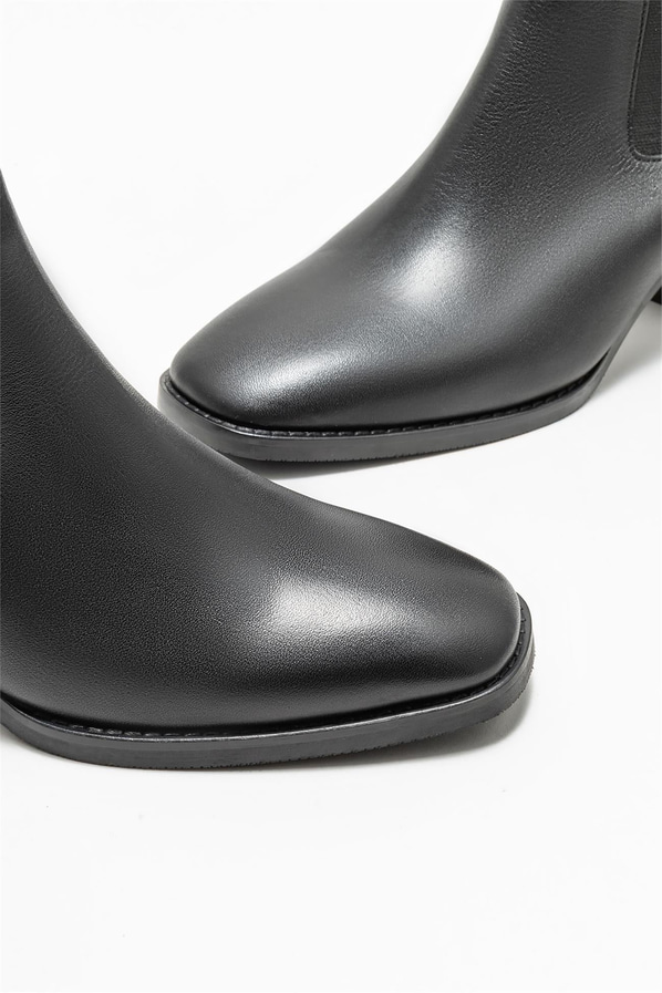 Siyah deri kadın bot, klasik stil için - Elle Shoes