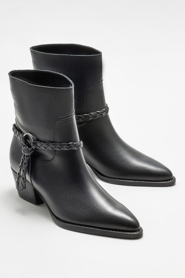 Siyah deri kadın klasik bot - Elle Shoes