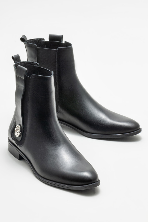 Siyah deri kadın bot, klasik stil için - Elle Shoes