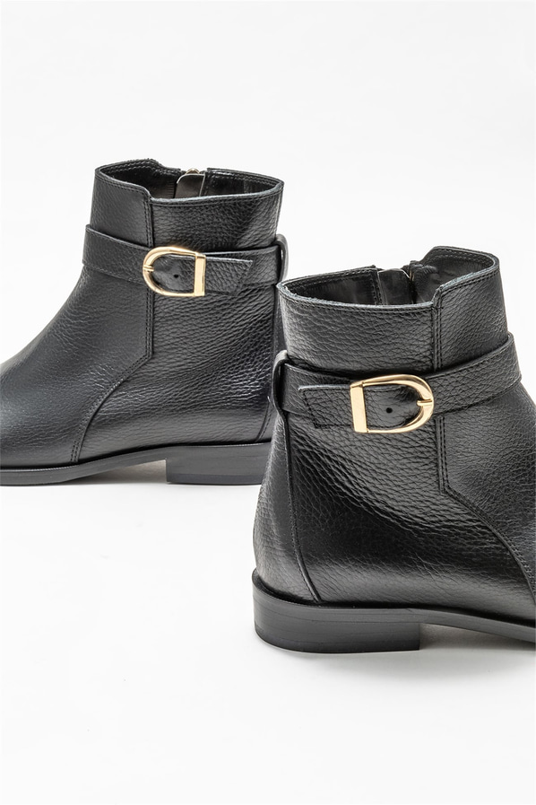 Siyah deri kadın bot, klasik stil için - Elle Shoes