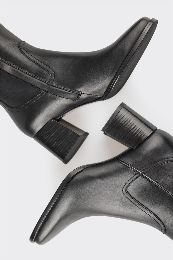 Siyah deri kadın bot, klasik stil için - Elle Shoes