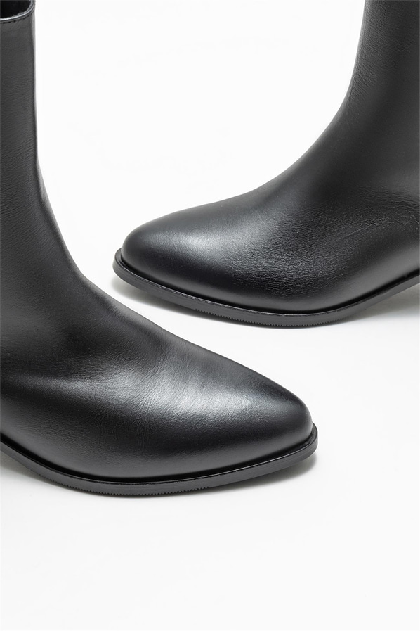 Siyah deri kadın bot, klasik stil için - Elle Shoes