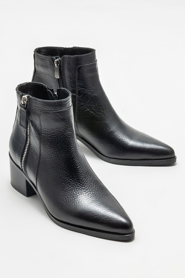 Siyah deri kadın bot, klasik stil için - Elle Shoes