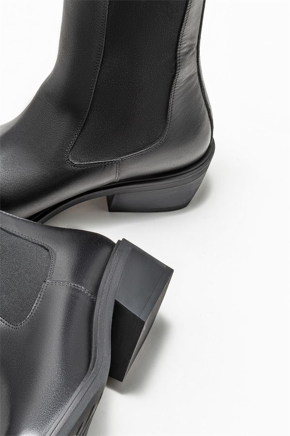 Siyah deri kadın bot, klasik stil için - Elle Shoes