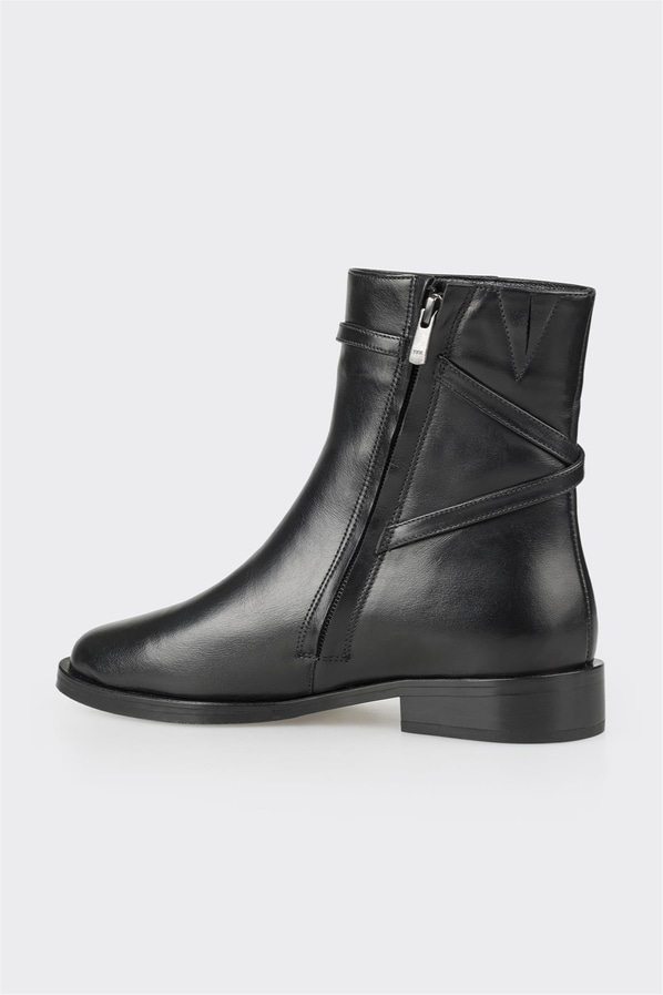 Siyah deri kadın bot, ofis stili için - Elle Shoes