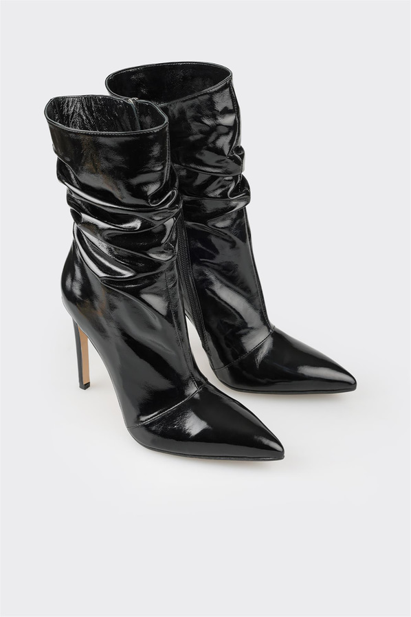 Siyah deri kadın bot, klasik stil için - Elle Shoes