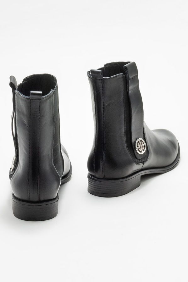 Siyah deri kadın bot, klasik stil için - Elle Shoes
