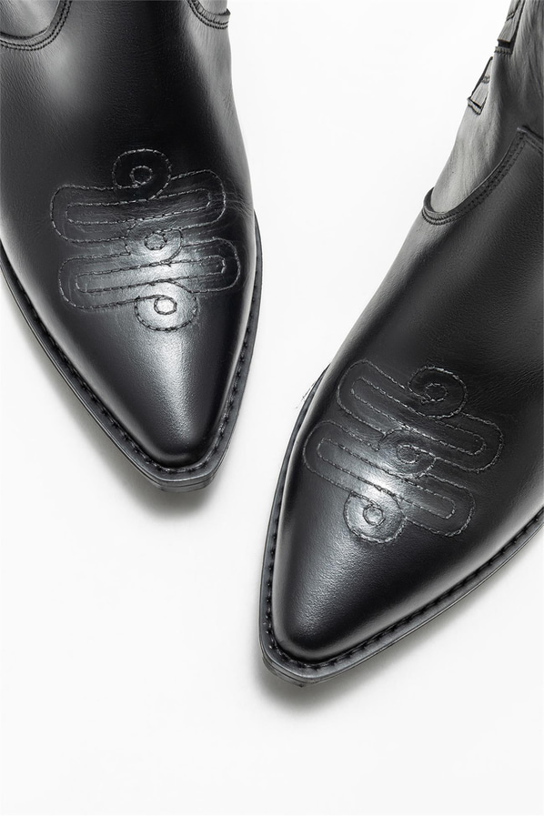 Siyah deri kadın bot, klasik stil için - Elle Shoes