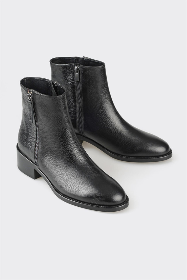 Siyah deri kadın bot, klasik stil için - Elle Shoes