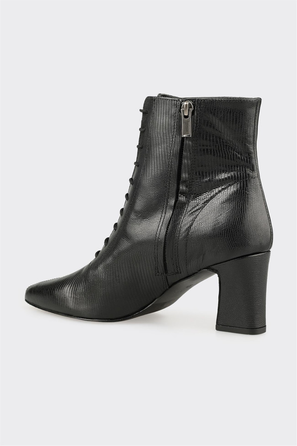 Siyah deri kadın klasik bot, ofis stili için - Elle Shoes