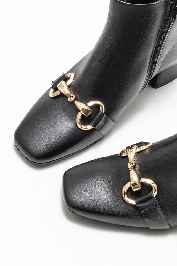 Siyah deri kadın bot, klasik stil için - Elle Shoes