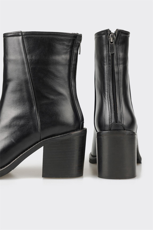 Siyah deri kadın bot, klasik stil için - Elle Shoes