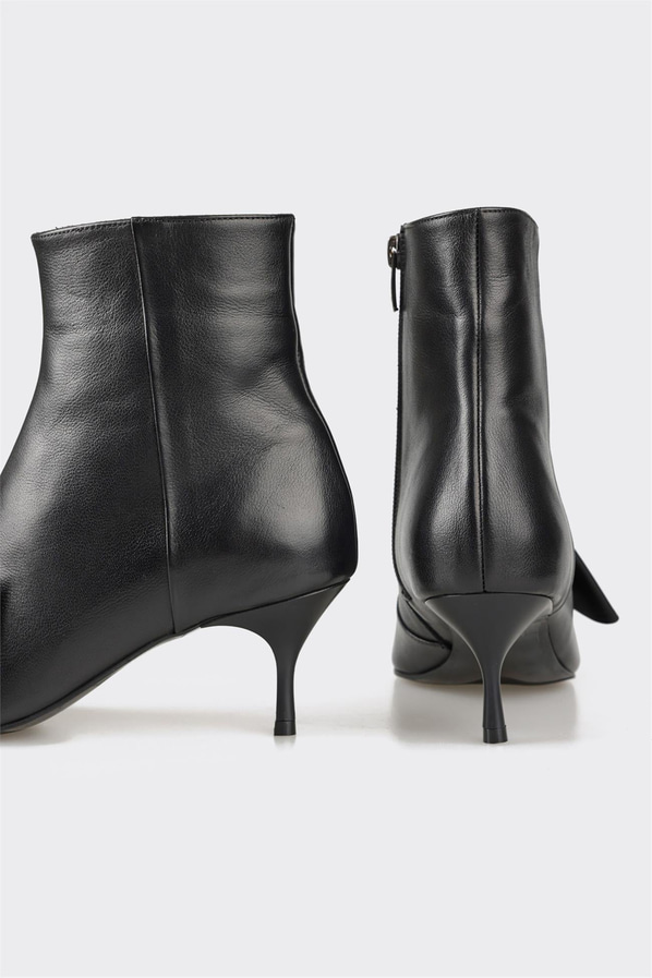 Siyah deri kadın bot, klasik stil için - Elle Shoes