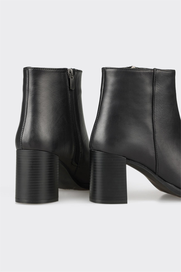 Siyah deri kadın bot, ofis stili için - Elle Shoes