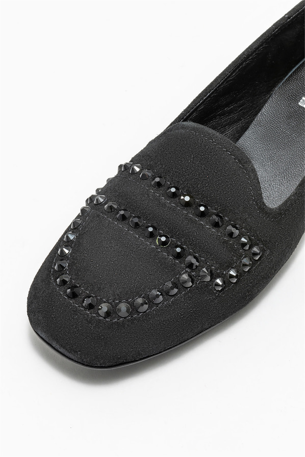 Siyah deri kadın loafer - Elle Shoes