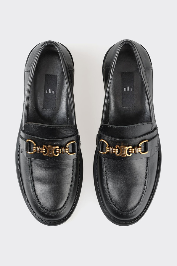Siyah deri kadın loafer - Elle Shoes