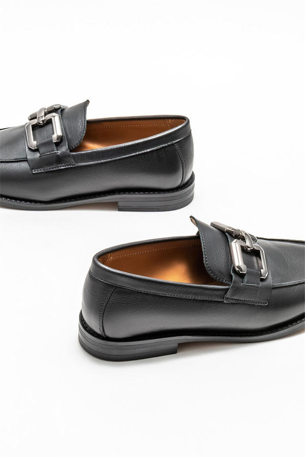 Siyah deri kadın loafer - Elle Shoes
