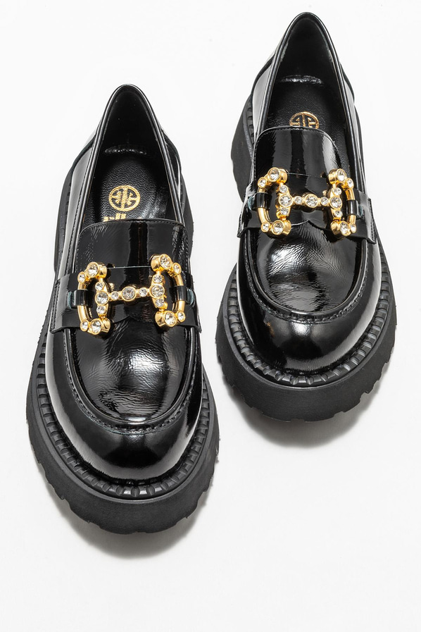 Siyah deri kadın loafer - Elle Shoes