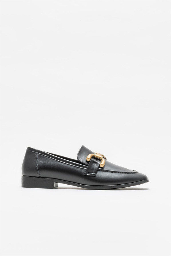 Siyah deri kadın loafer - Elle Shoes