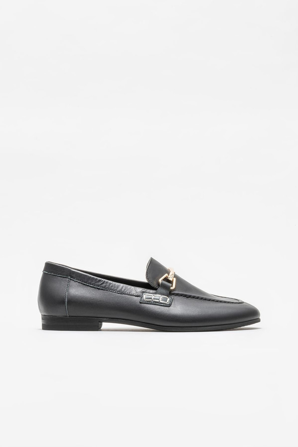 Siyah deri kadın loafer - Elle Shoes