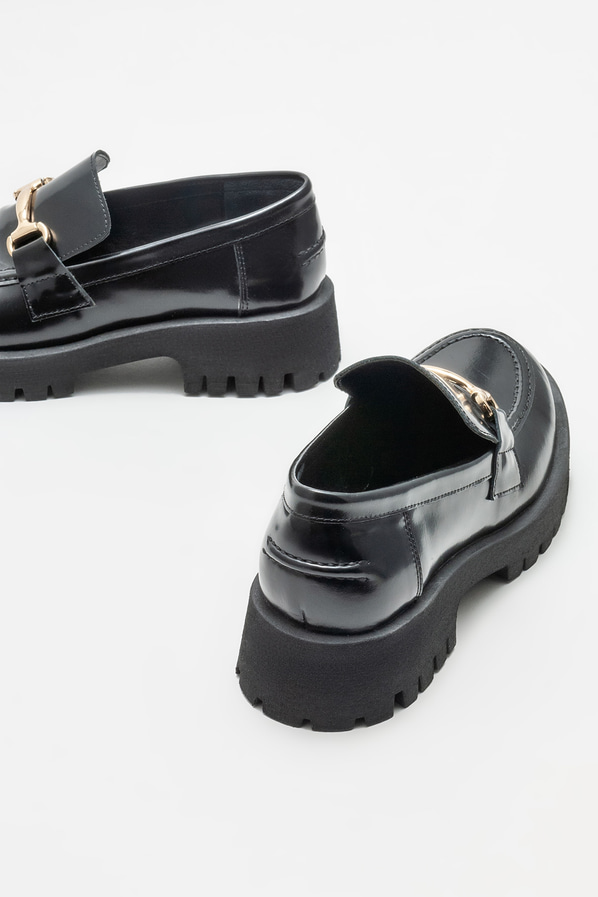 Siyah deri kadın loafer - Elle Shoes